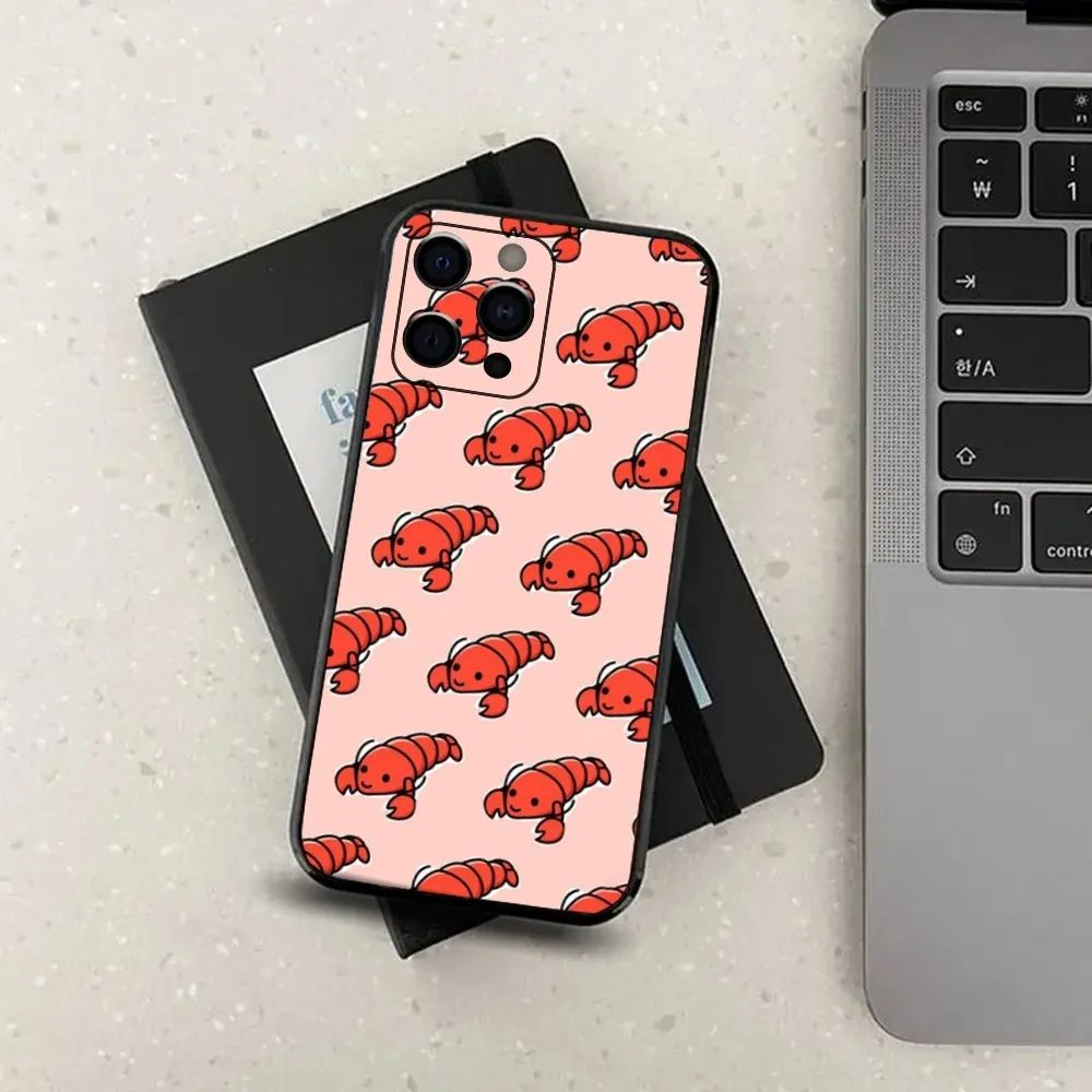 Animal Lobster Phone Case For Apple iPhone 15,14,13,12,11,Pro,X,XS,Max,XR,Plus,Mini Soft Black Cover