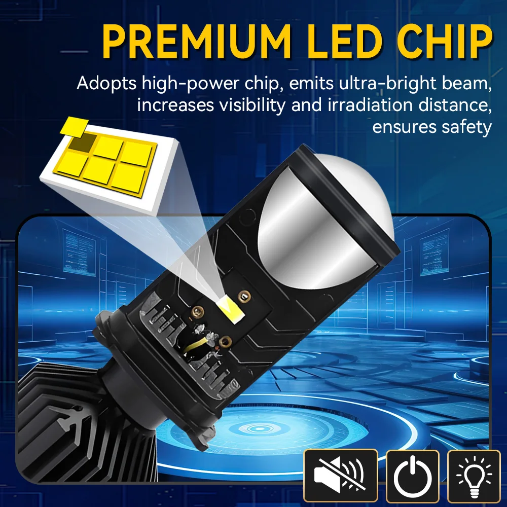 Canbus Y6 H4 LED 120W Car Headlight 6500k Super Bright Mini Lens Headlight H4 12000LM IP67 Waterproof Fog Light Bulb Universal view 2