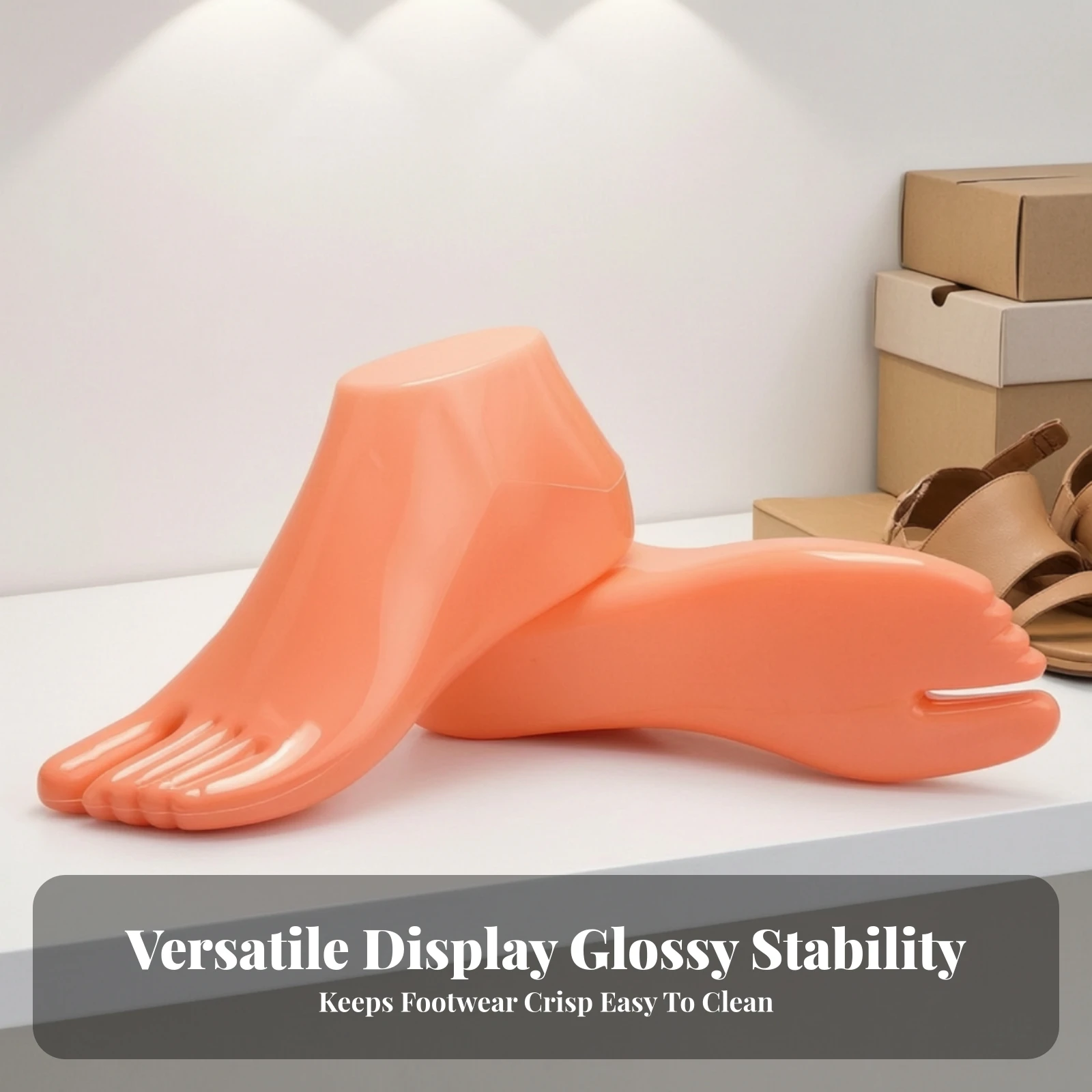 Foot-Shaped Shoe Display Mold Simple Design Slipper Display Mold with Integrated Base Sturdy Practical for Craft Fair Vendors