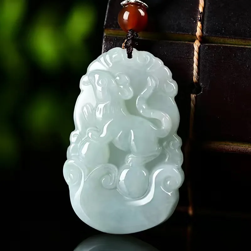 Natural Burma Jade Zodiac Mouse Cow Tiger Rabbit Dragon Snake Horse Sheep Monkey Chicken Dog Pig Jadeite Pendant Charms Jewelry