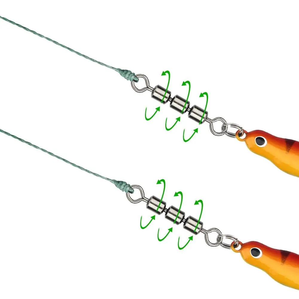 

10PCS High Speed 3 Roller Swivels High Tensile Triple Bearing Rolling Fishing Barrel Swivels Portable Solid Rings