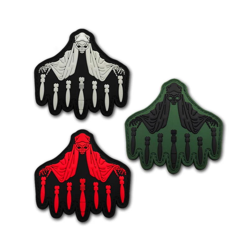 الموت يسقط القنبلة يتوهج في الظلام المطاط شارة التكتيكية هالوين زين الأشرطة هوك حلقة التصحيح #1