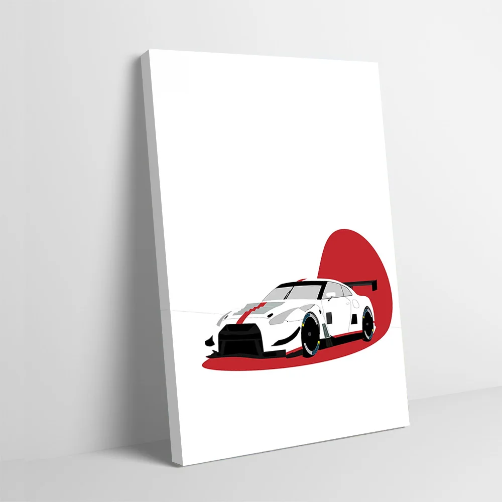 White Japan Race Car Printing Poster Customizable Pictures Wall Art Canvas Painting for Luxury Decoration Interior Accessories