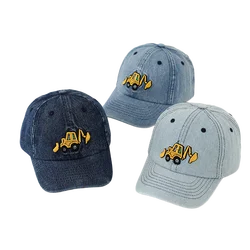 Gorra de algodón lavado con bordado de Bulldozer para niños, gorras de béisbol para bebés, sombrero para niñas, adecuado para niños de 2 a 8 años, verano, 50-54cm