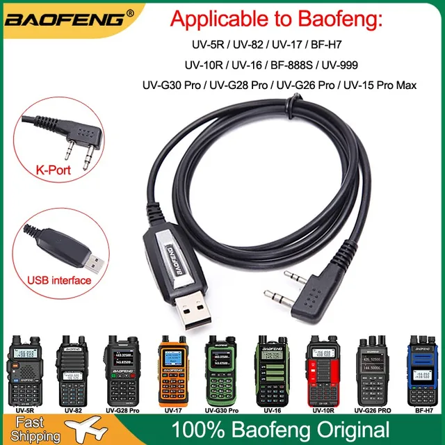 Kabel USB do programowania Baofeng UV-5R UV-82 BF-888S UV-S9 Plus UV-10R UV-16 UV17 UV-999 UV-G30 UV-5RA Sterownik kabla do programowania
