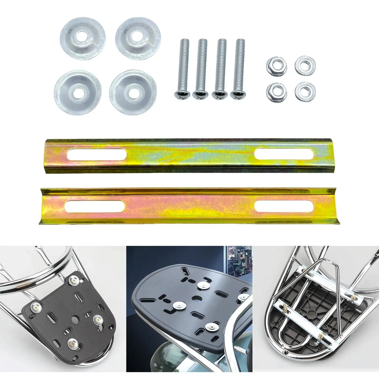 Iron Mounting Brackets Multicolor Motorbike Basket Holder Adapter Professional Installation Kit for Motorcycle Cargo Rack