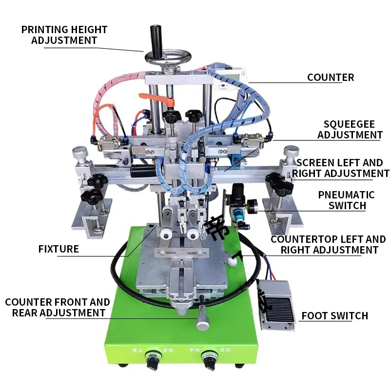 Semi-automatic curved screen printing machine Small pneumatic roller printing machine Circular screen printing