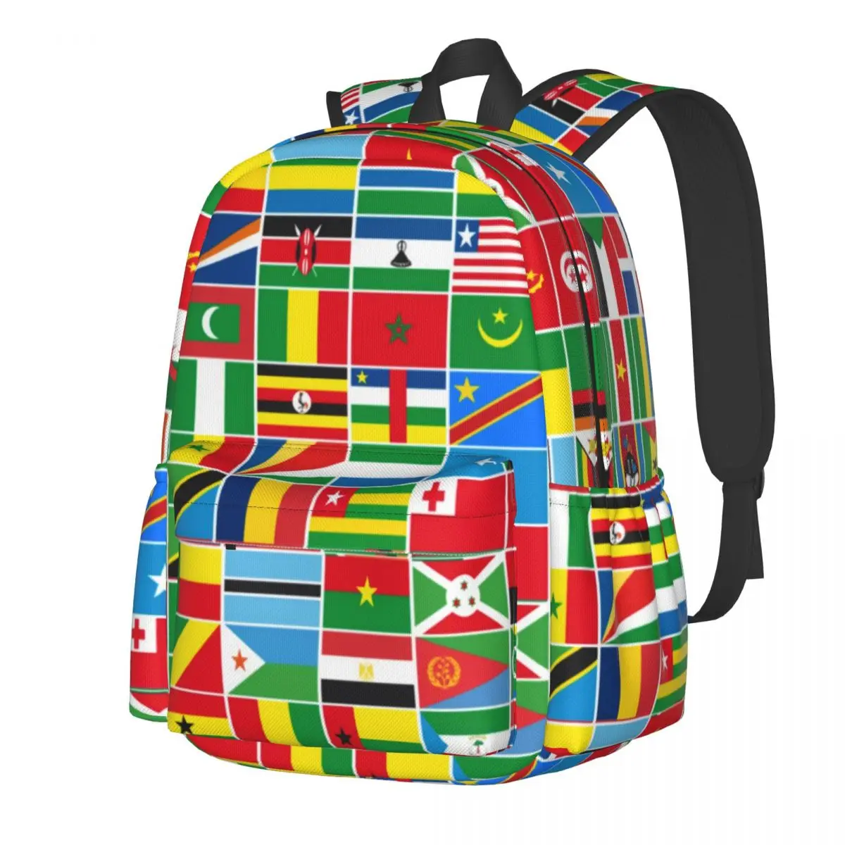 African Flags Backpack Colorful Print Hiking Backpacks Female Designer Pattern School Bags Cool Rucksack