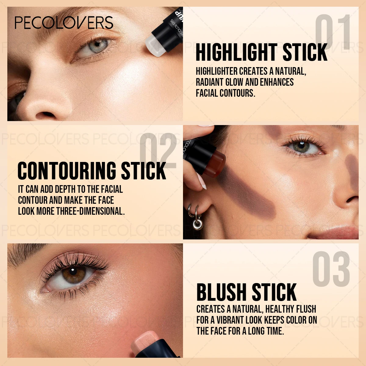Fine Shimmer Highlighter Pen,,Cheek Blush Stick,Matte & Shimmer Finishes, Light Coverage, No Bleed,Perfect for Daily Makeup Look