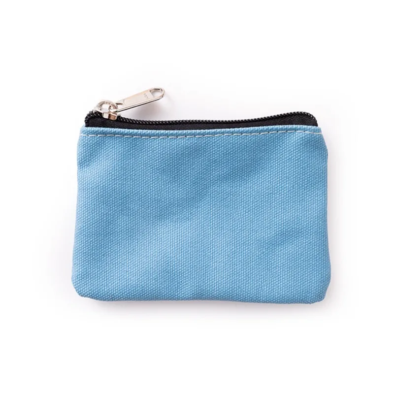 DIY Plain Canvas Cotton Bag Pure Zipper Coin Key Bag Money Pocket Women Men Hand-held Coin Purse Small Wallet Kid