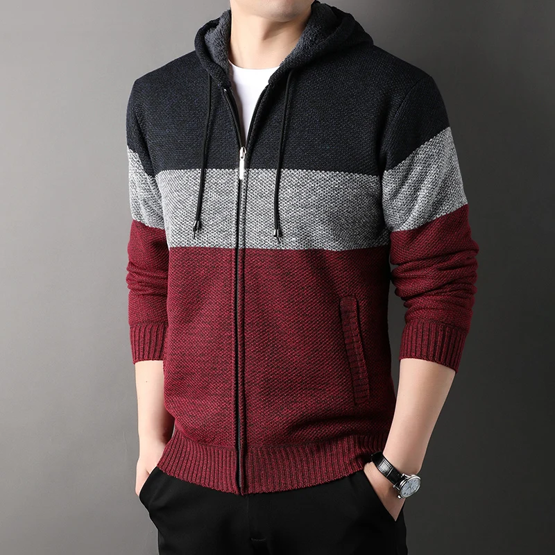 

2024 Winter Sweaters men thick Hooded sweater men Student youth sweaters autumn Men's wool Casual Knitwear Cardigan