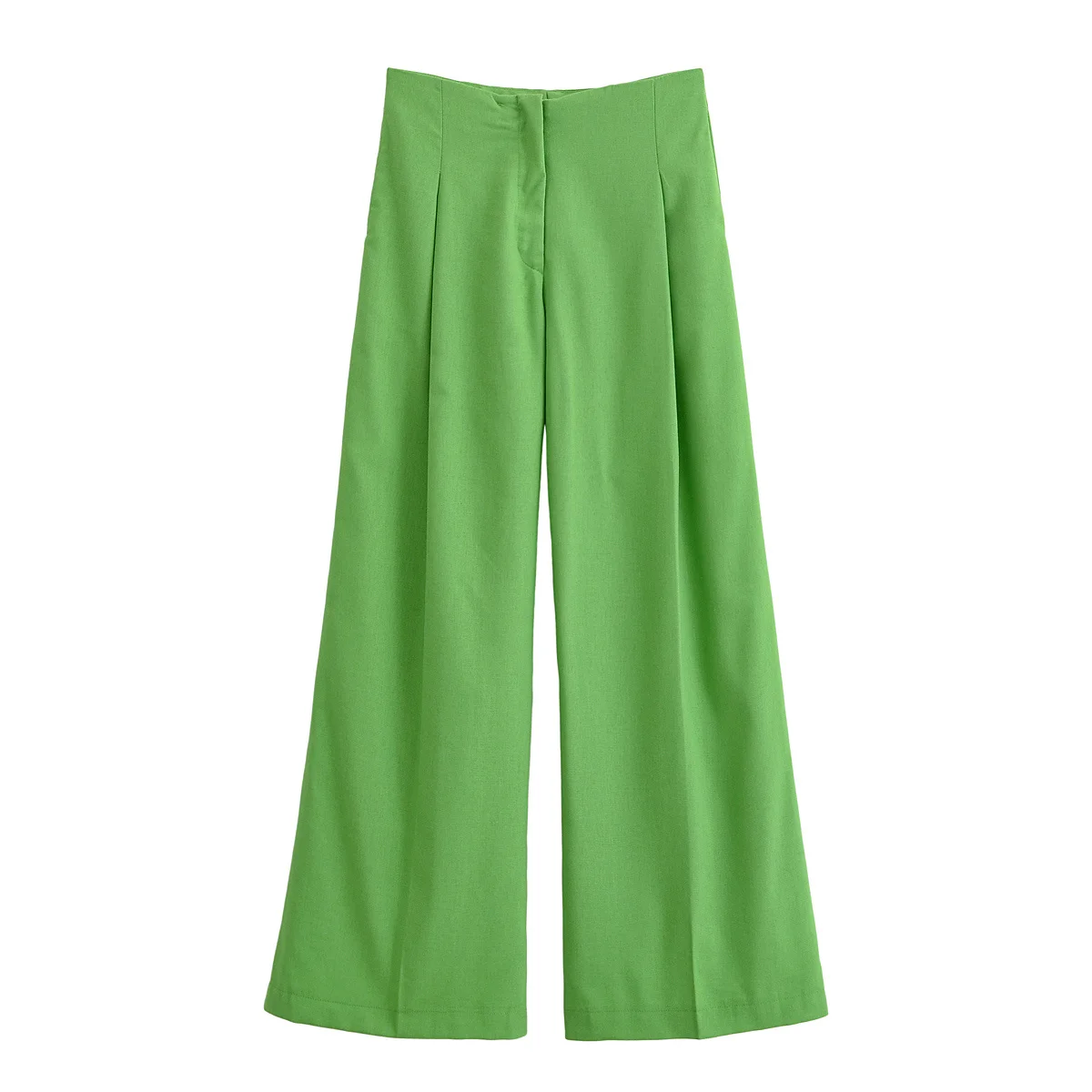 Broek met hoge taille en wijde pijpen Losse vrijetijdsbroek Pure kleur Geplooide lange broek voor dames Linnen Materiaal Woon-werkverkeer Sle Recht...