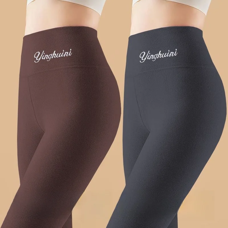 High Waist Thickened Fleece Women's Bottoming Pants Two-Piece Set Seamless Slimming Warmth Inner Wear Lieoyuarn Polyester Fiber