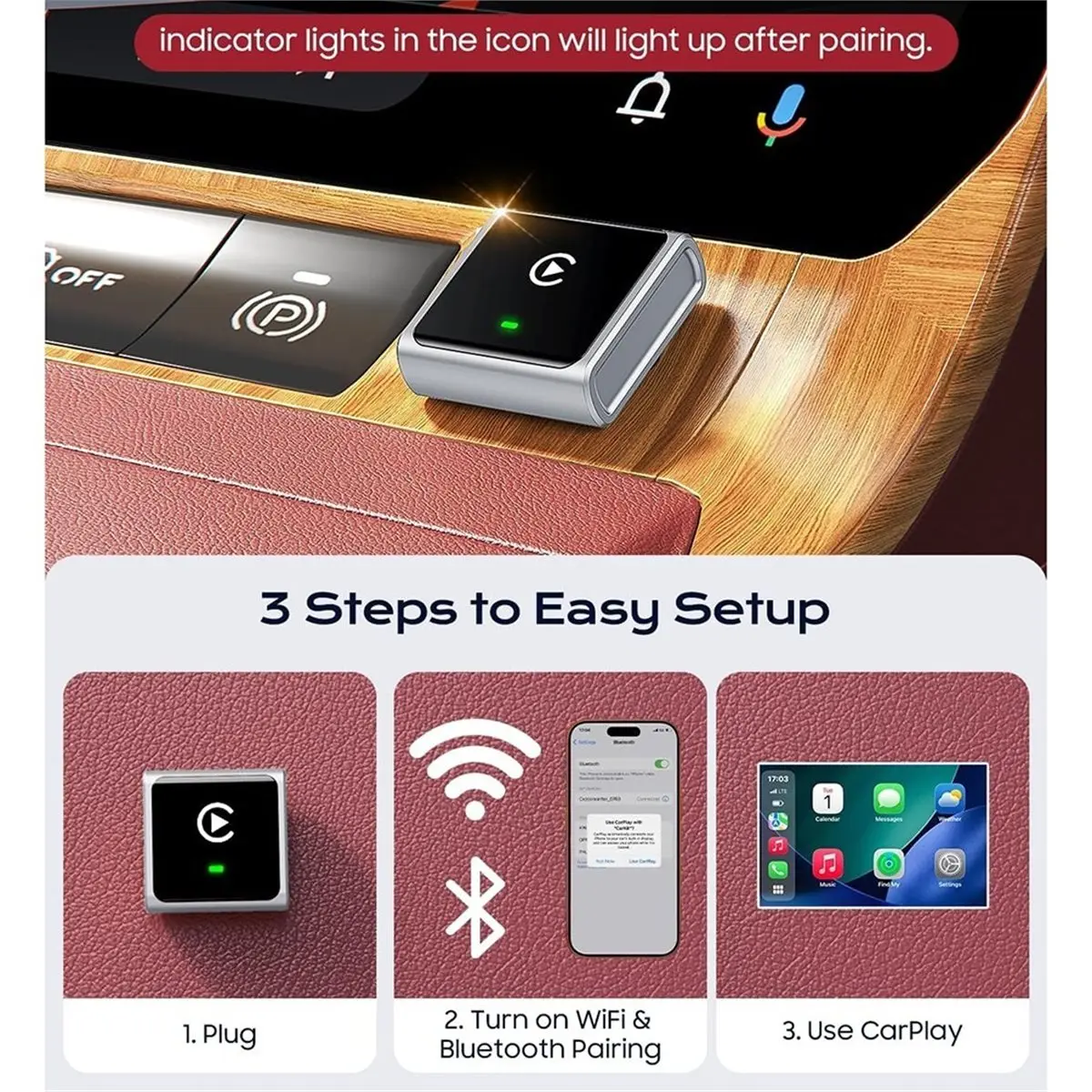 update. CarPlay Wireless Adapter, Aluminium Case for Apple CarPlay & Android Car,Converts Wired Connections to Wireless