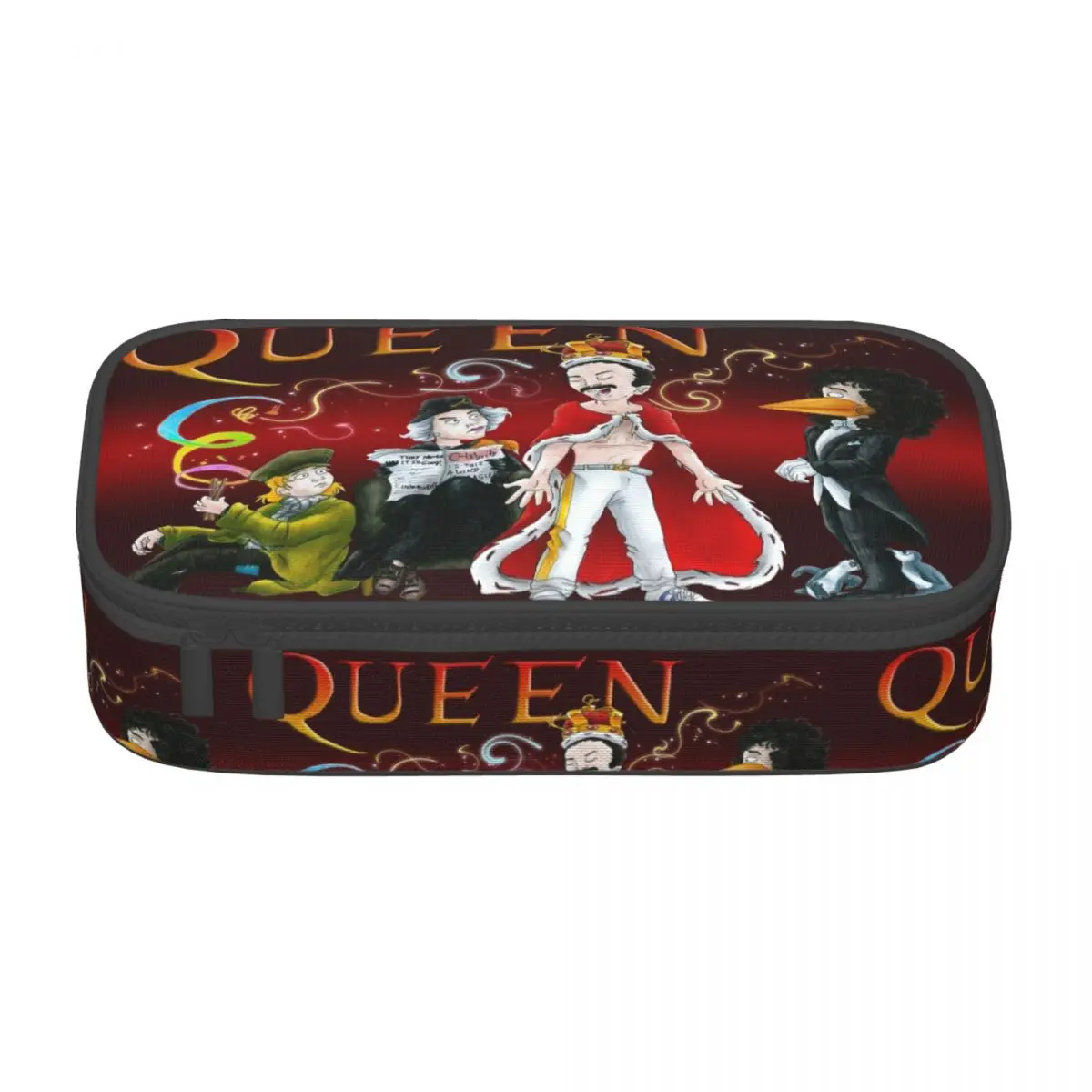 Customized Freddie Mercury Queen Band Cartoon Korean Pencil Case Girls Boys Large Capacity Pencil Bag Pouch Students Stationery