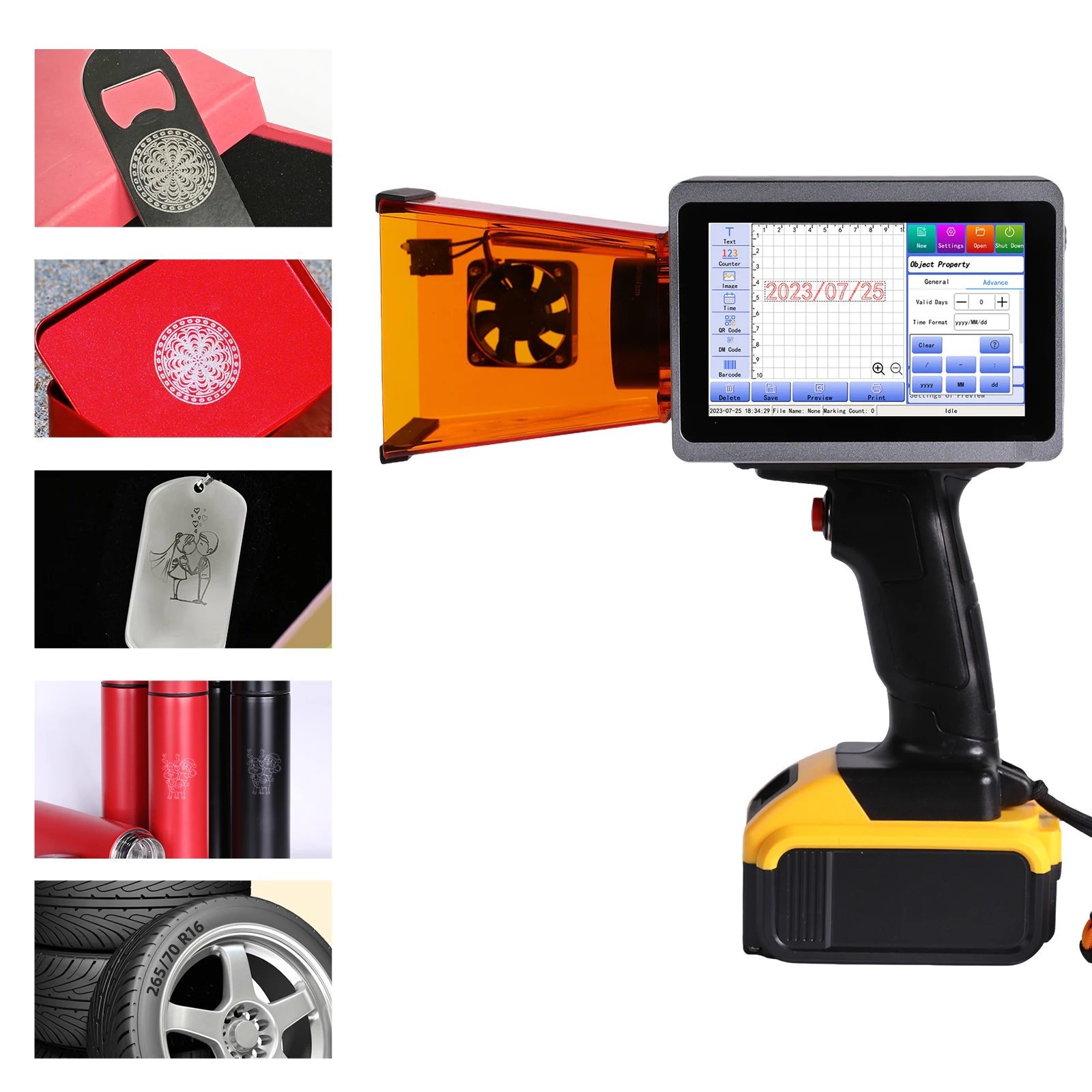 

10W Handheld Portable Laser Engraver for Marking Date/number on Glass Car Windows,Rubber Tires,Wooden Pallet