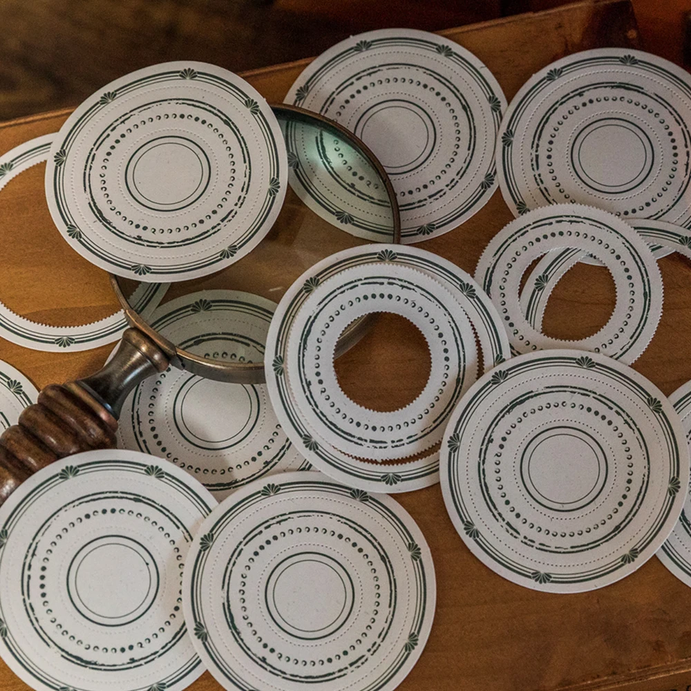 50 unids/pack Vintage INS ahuecado borde circular nota se puede rasgar ahuecado anillo DIY papel de fondo decorativo