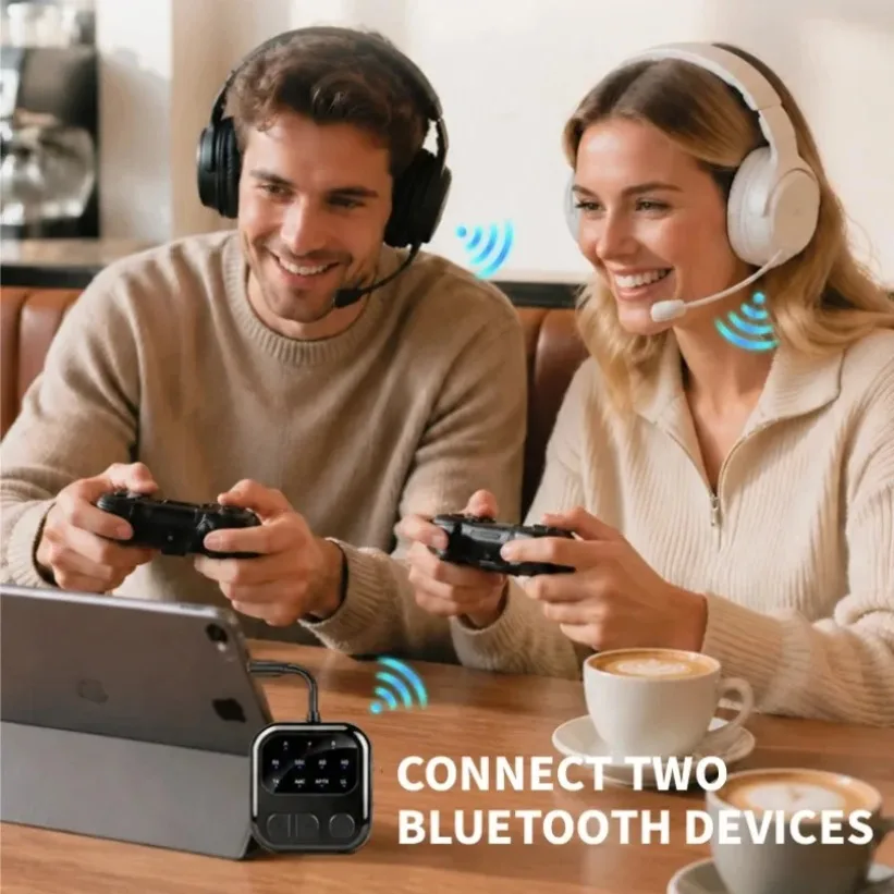 Dual Link Bluetooth Transmitter X1 For TV PC PS5 Switch aptX LL Wireless Audio Adapter For Car Airplane 3.5mm LED RX TX Mode