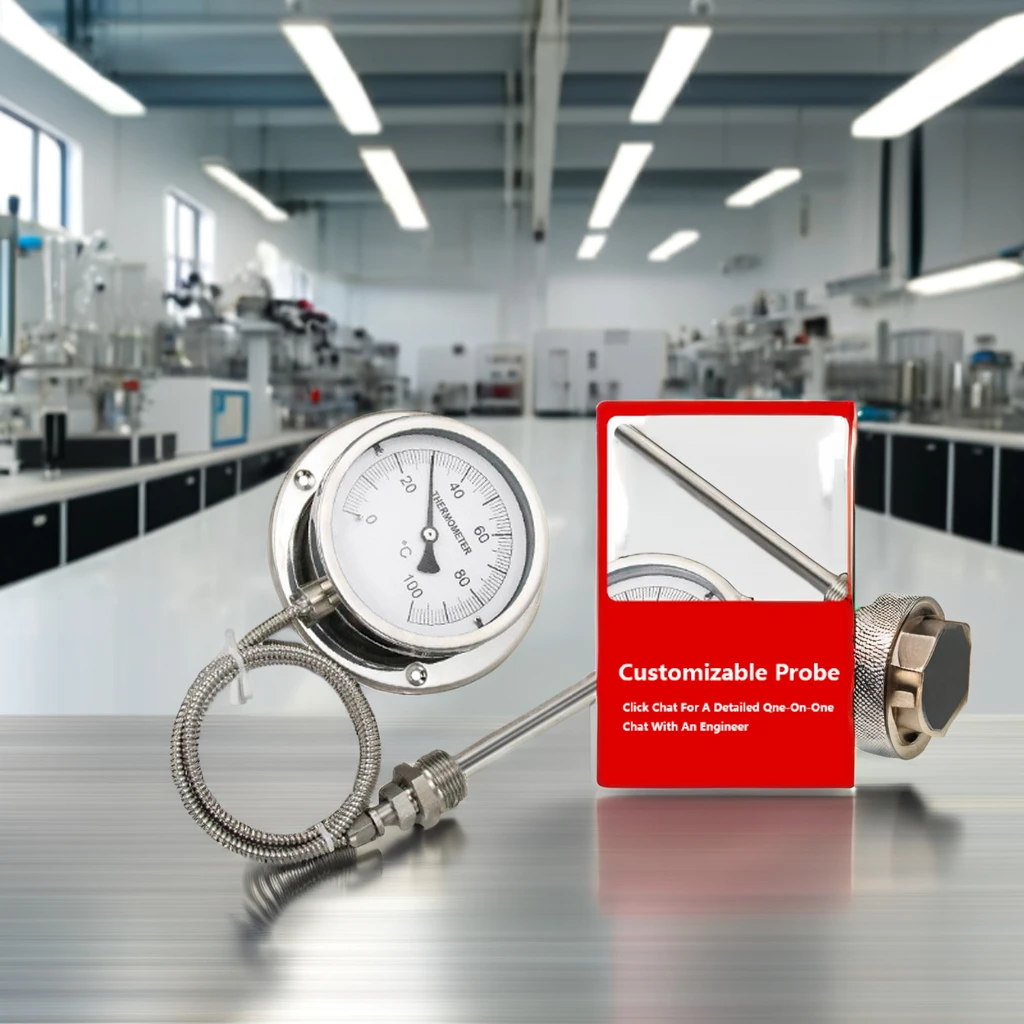 High Quality Stainless Steel 0-650cc Insulated Dial Gauge Thermometer Industrial Use Water Oil Metal Pressure Capillary 3m