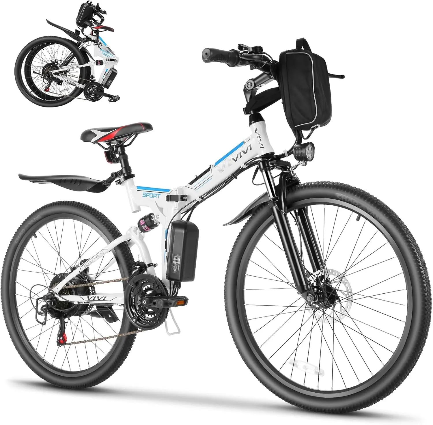 

ViElectric Bike for Adults 26" Ebike, 500W Folding Electric Bike, 20MPH Adult Electric Bicycles with Removable 48V Battery