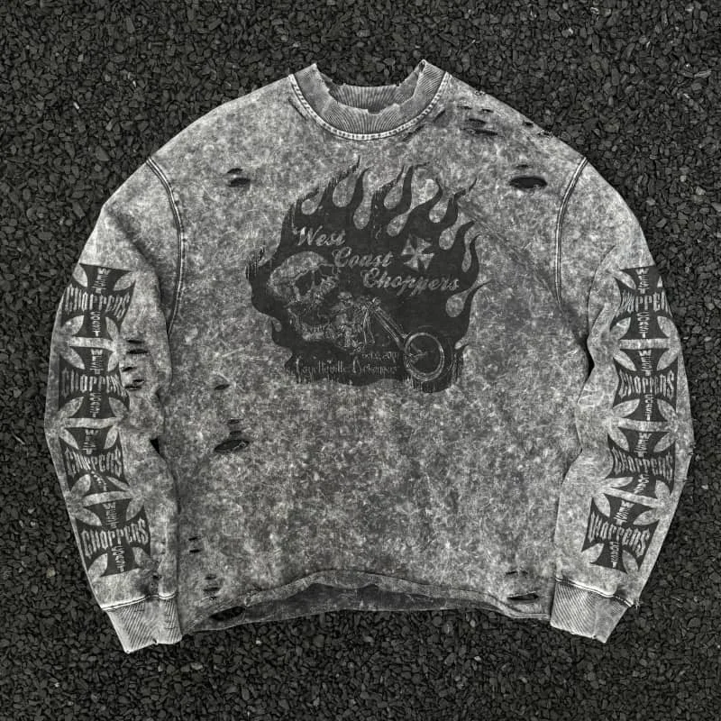 

Fashion Streetwear West Coast Vintage Luxury Brand High Quality Oversize Graphics Print Long Sleeve T-Shirt for Men