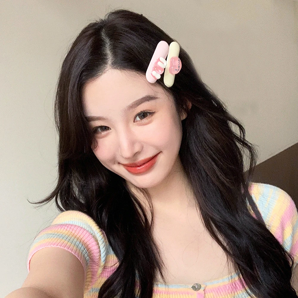 2 قطعة/المجموعة Ins كاندي اللون البيضاوي ثلاثية الأبعاد الكرتون دبوس الشعر منقار البط كليب لطيف الحلو أغطية الرأس للنساء فتاة إكسسوارات الشعر اليومية هدية #3
