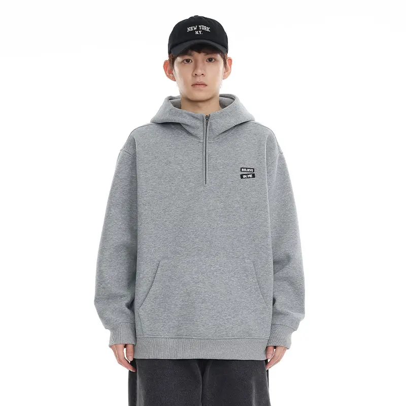 

Boys Girls Campus Fashion Half Zipper Hooded Pullover Sweatshirt Men Women Casual Loose Hoody Sweatshirts Hoodies Coat