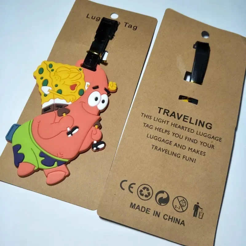 SpongeBob Patrick Star Luggage Tags Cartoon ID Address Name Holder Baggage Tag Cute Travel Accessories PVC Portable Label Gift