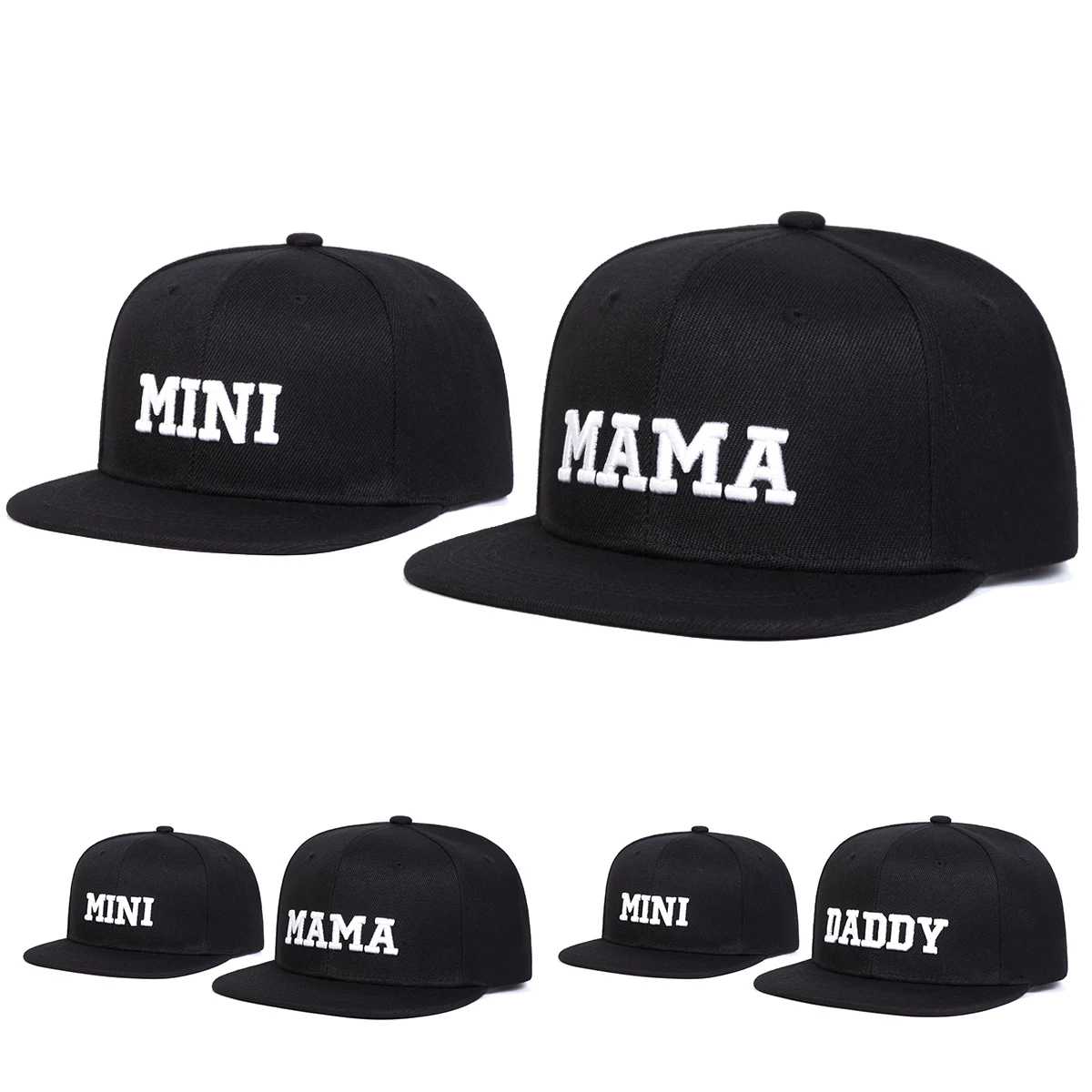 2pcs/set MAMA MINI Embroidery Hip Hop Hat Parent-child Hats Outdoor Adjustable Sunscreen Hat Spring Autumn Travel Vacation