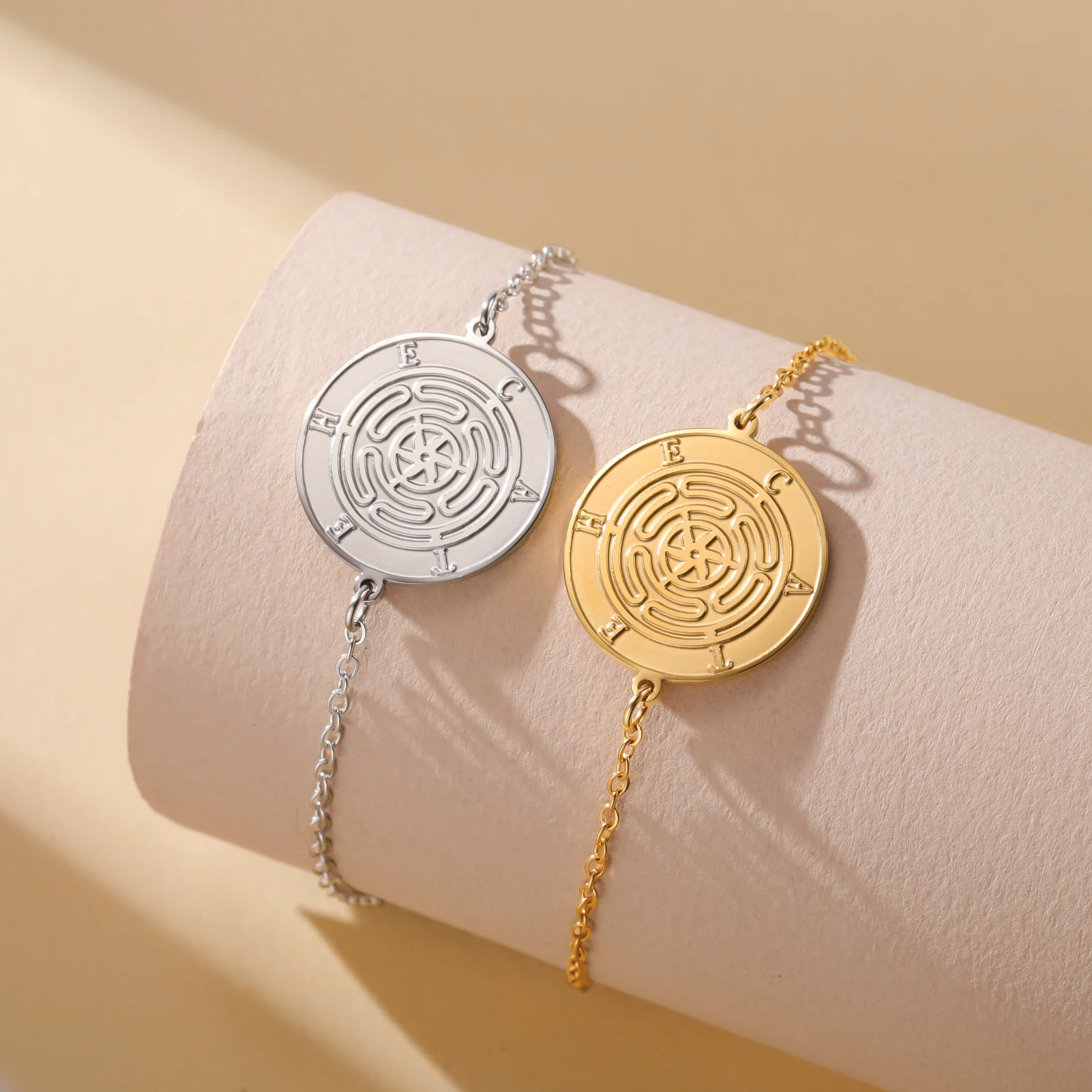 COOLTIME هيكات قلادة سوار أسود أحمر حبل مضفر سوار الفولاذ المقاوم للصدأ مجوهرات الدينية هدايا الرجال والنساء