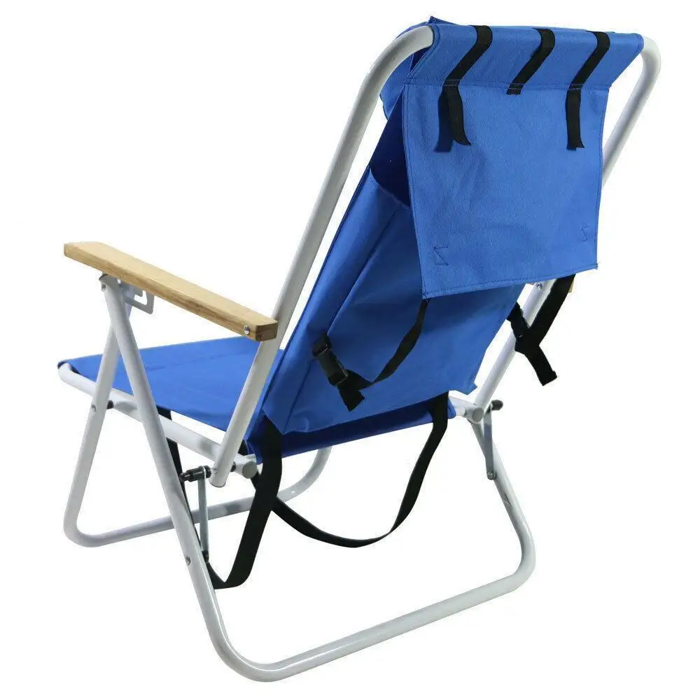 Zaino sedia da spiaggia sedia portatile pieghevole blu costruzione solida + portabicchieri