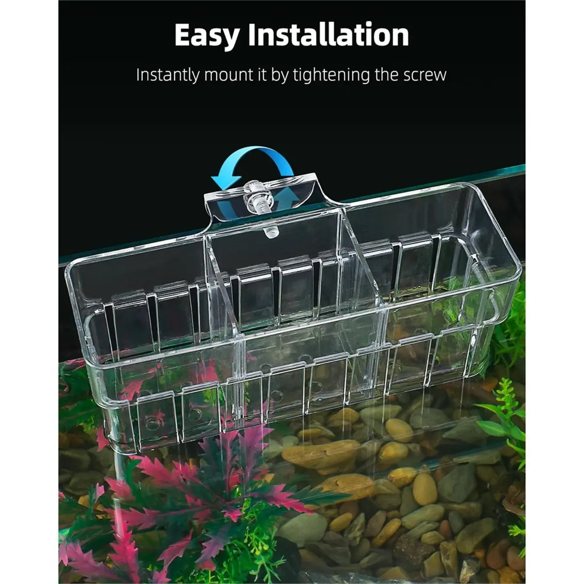 618 Mega Sale Clear Acrylic Aquarium Plant Holder for Fish Tanks, 3 Slots Top Hanging Fish Tank Planting Holder with Hook,