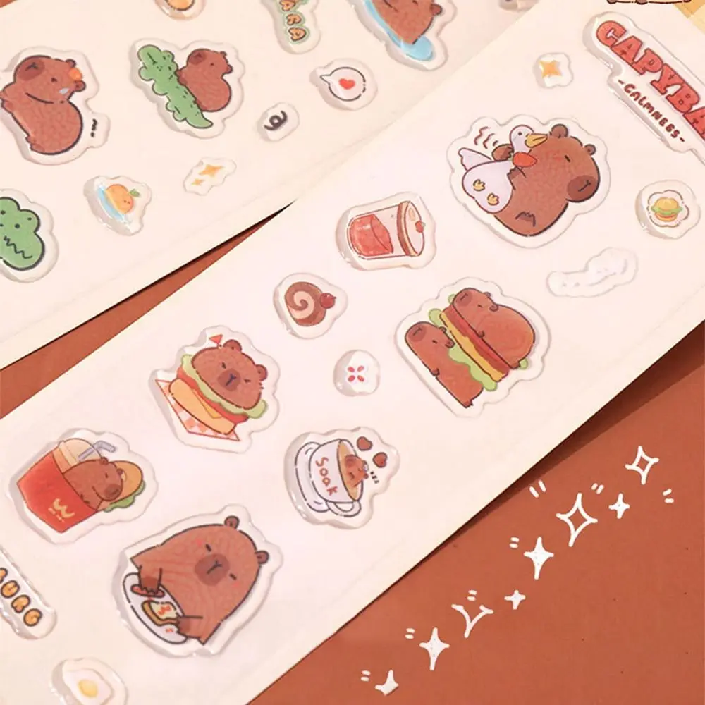 Cute Guka Capybara Drop Glue Sticker Creative Cartoon Scrapbooking Decorative Sticker Multi-purpose Multifunction