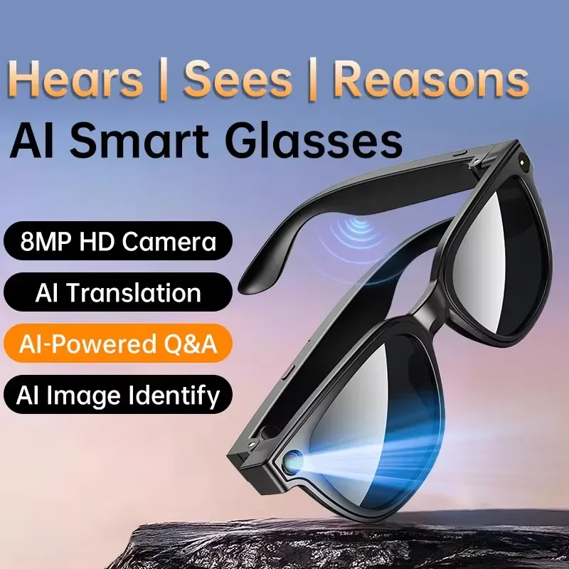 【CHIMU HOME】 800W Smart Glasses with AI Translation for Smart Wearable Devices WIFI BT Calling Music HD Fluid Video Recording