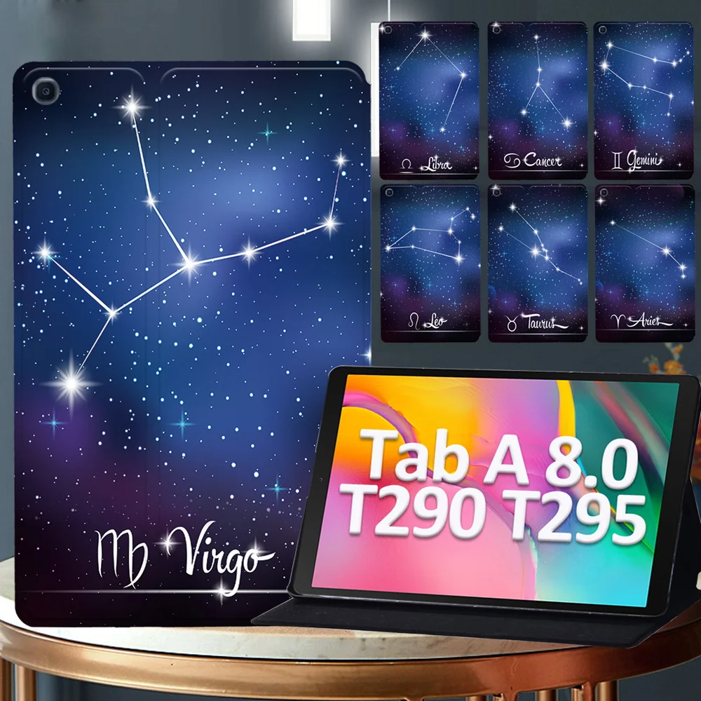 Casual Tablet Case for Samsung Galaxy Tab A T290 T295 2019 8 Inch Shockproof Starry Sky Series PU Leather Stand Cover + Pen