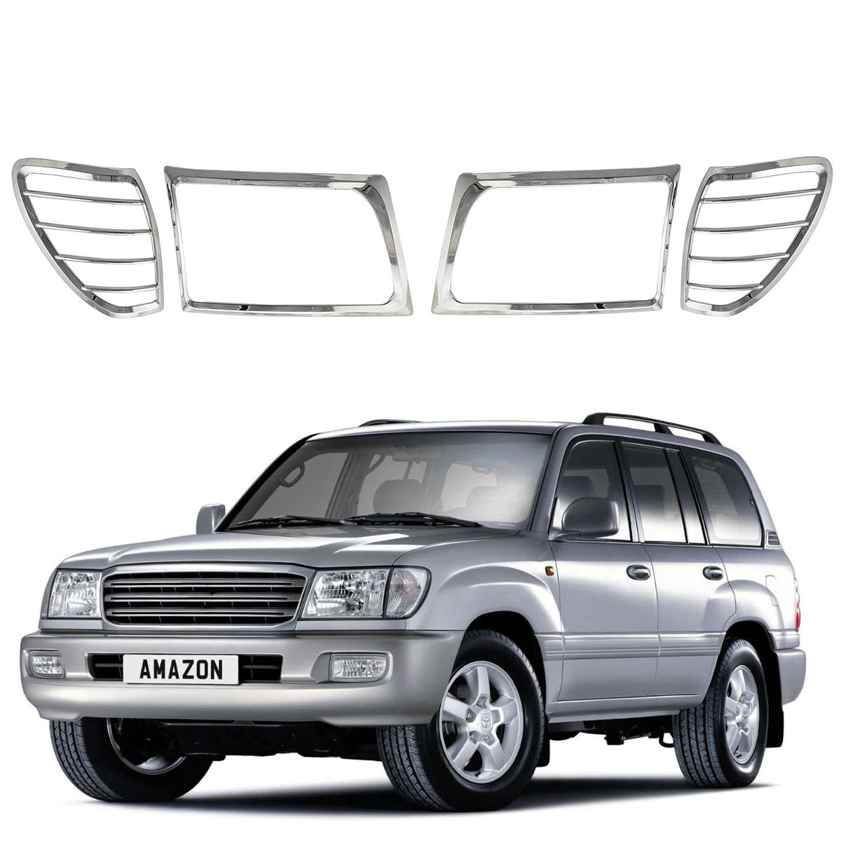 Chrome Head Lamp Covers Trim Car Accessories For Toyota Land Cruiser LC100 FJ100 100 4700 1998 1999 2000 2001 2002 2003 2004 05