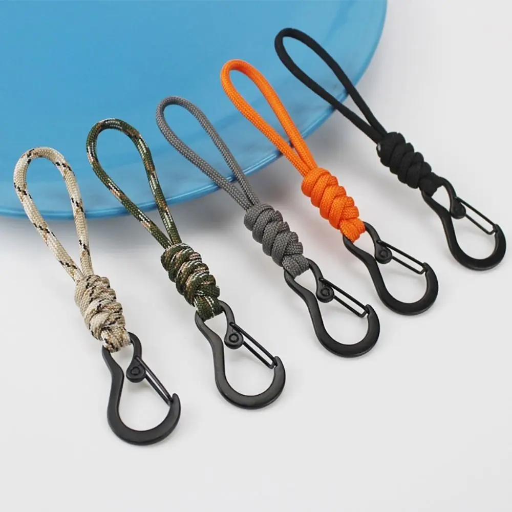 

High Strength Paracord Lanyard Multifunctional Wear-resistant Braided Woven Keychain Stable Anti-lost Parachute Cord Carabiner