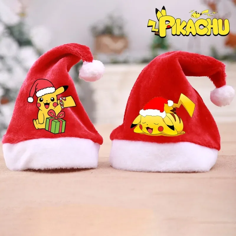 Pokemon Party Hat Pikachu Christmas Hats for Festival Family Gathering Party Gifts Props Cap Holiday Decoration  Kids Santa Caps