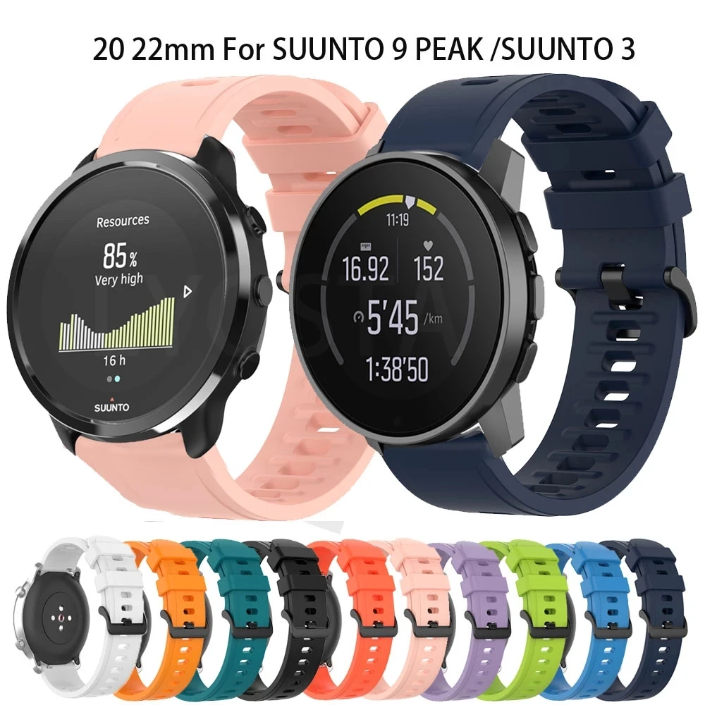 Correa de silicona para SUUNTO 5/9 PEAK Pro/RACE S, pulsera deportiva, 22 y 20mm, soporte para SUUNTO 3, Fitness, fácil de instalar