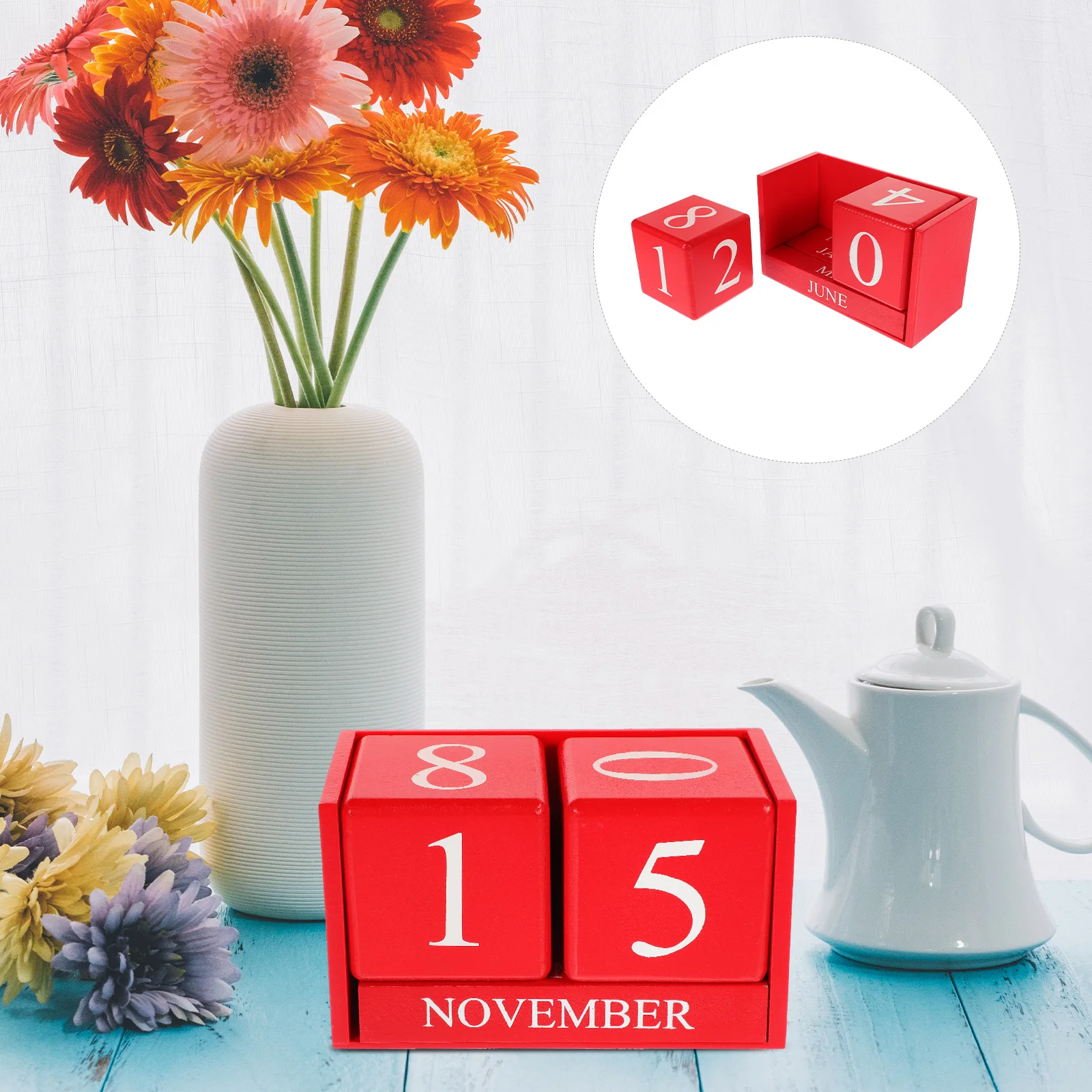 

Wooden Block Calendar Decorative Aesthetic Household Office Supply Standing Desk Perpetual Calendar Reusable Daily Use Blocks