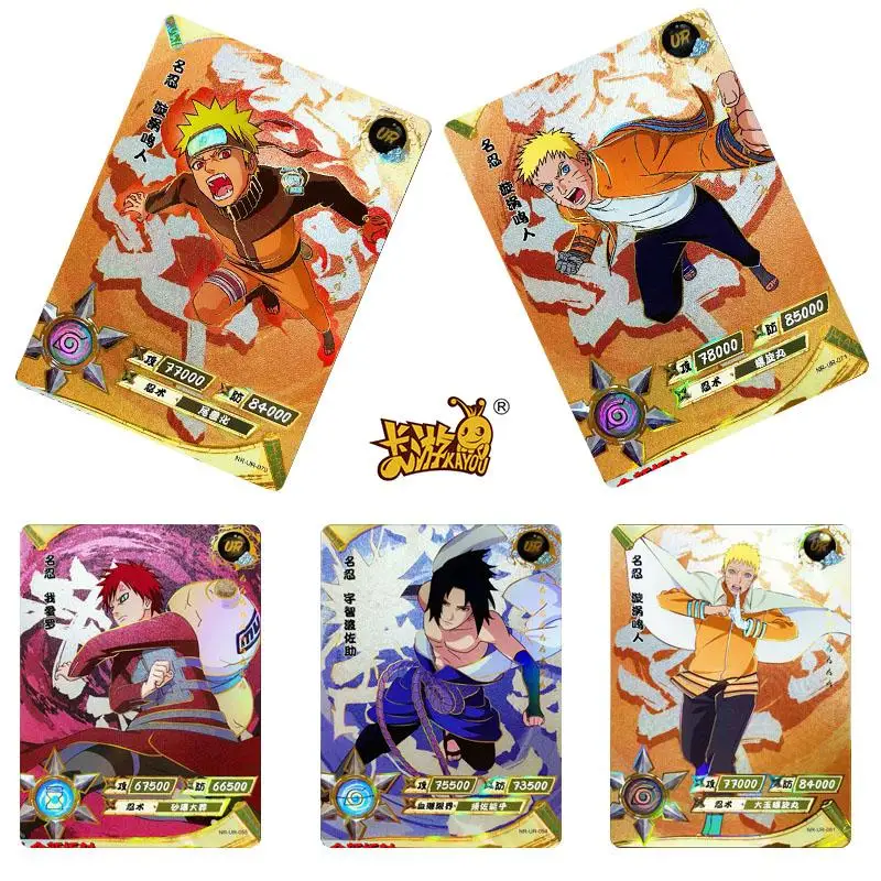 Kayou naruto ur Serie 114 pcs Cartoon Spielzeug Bronzing Sammlung Flash-Karte Gaara Uchiha Sasuke Anime Charaktere Weihnachts geschenk