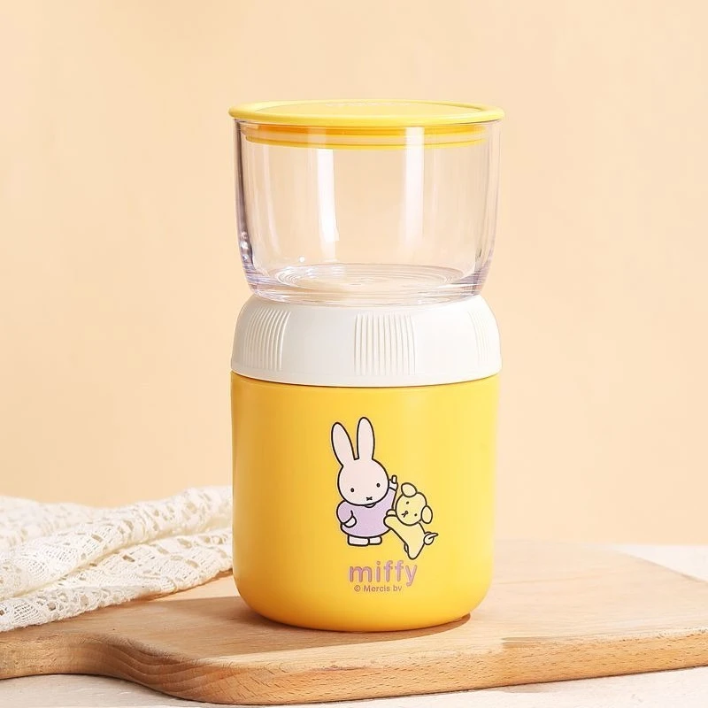 Miffy Kawaii Anime Cartoon Miffy 304 Stainless Steel Covered Double Layer Insulation Fruit Cup Student Essential Large Capacity