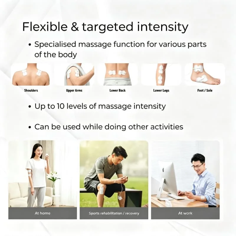 TENS Massager EMS Muscle Stimulator Electric Body Massage Machine Mini Massage Pad Portable Rechargeable Shoulder Neck Waist Leg