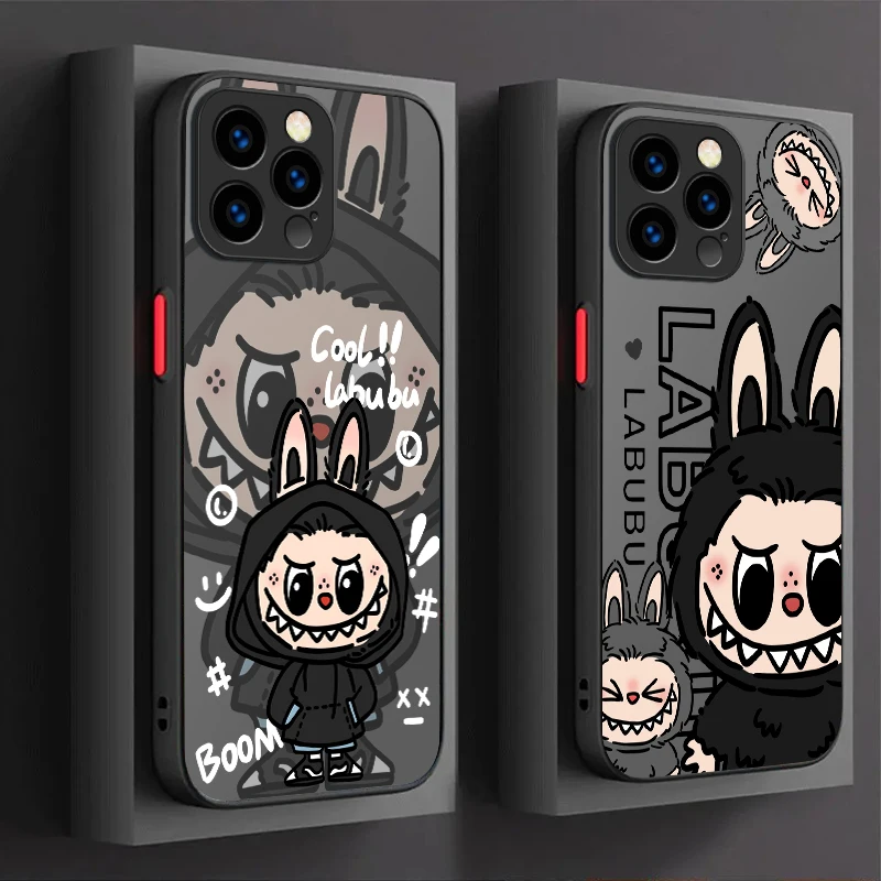 Casing ponsel Anime Labubu lucu untuk Samsung S25 S24 S23 S22 S21 S20 S10 FE Note20 Note10 Plus Ultra Lite penutup transparan 5G Matte