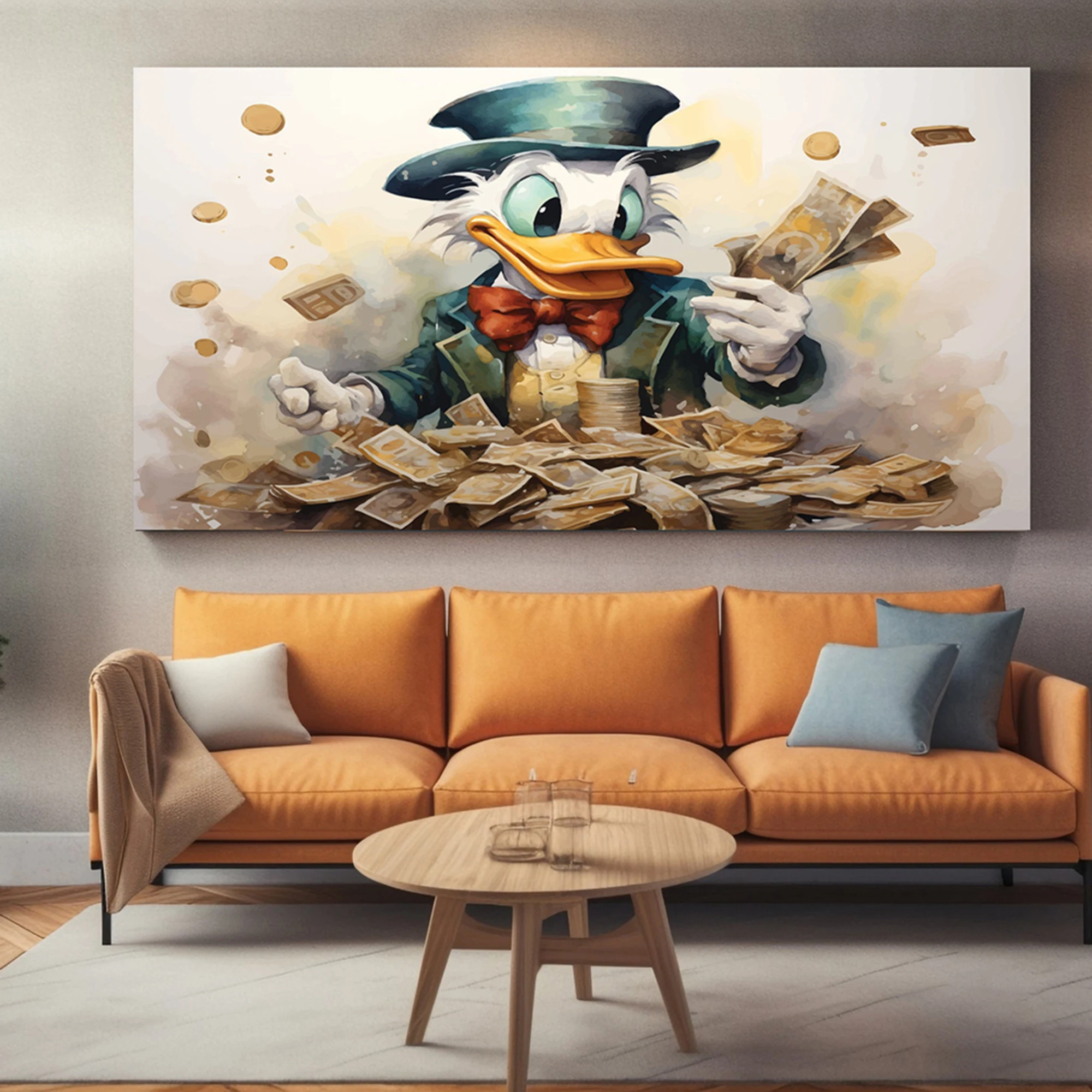 

Successful Disney Donald Duck Many Money Wall Art Canvas Painting Poster Decor Living Room Office Decoration Gift Kids Room