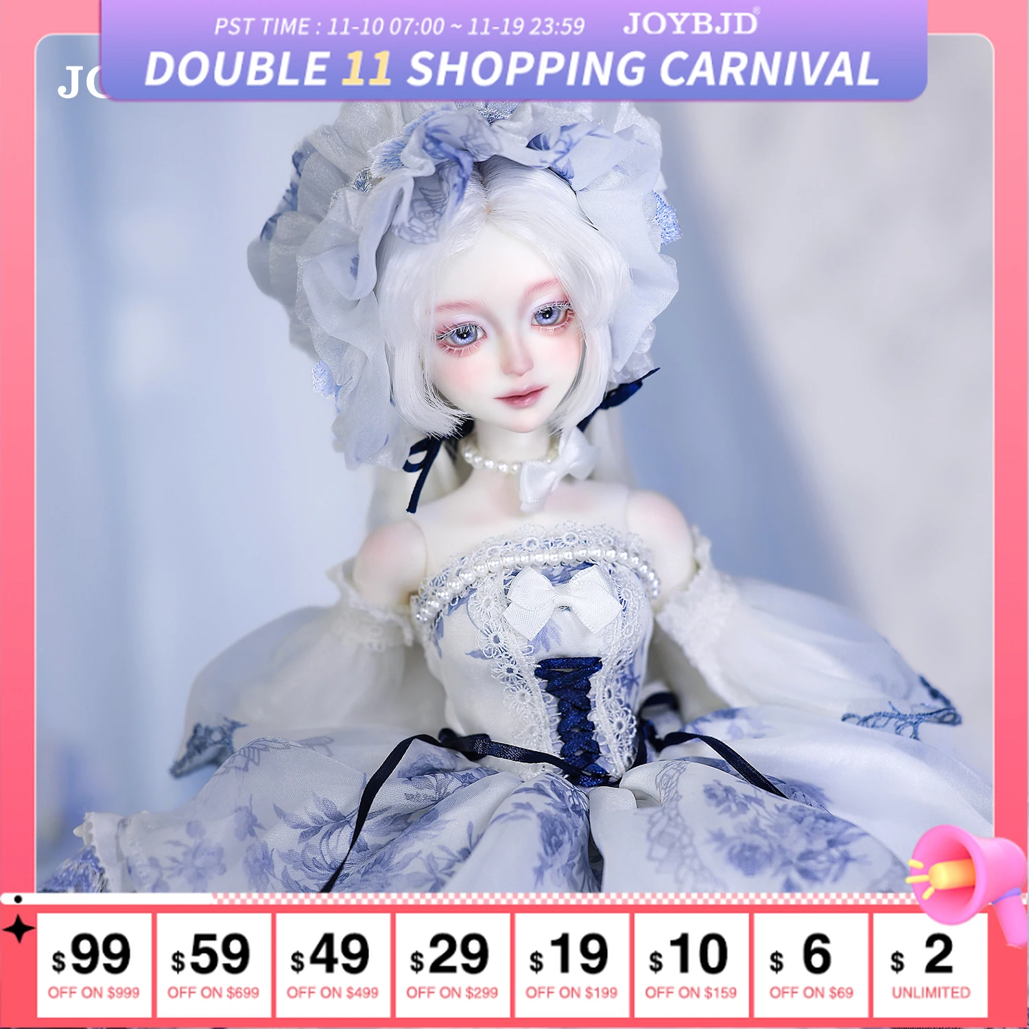 

Joybjd 1/4 Xuetu, полный набор B\C с китайским сине-белым фарфоровым платьем, наряд из смолы, художественная игрушка