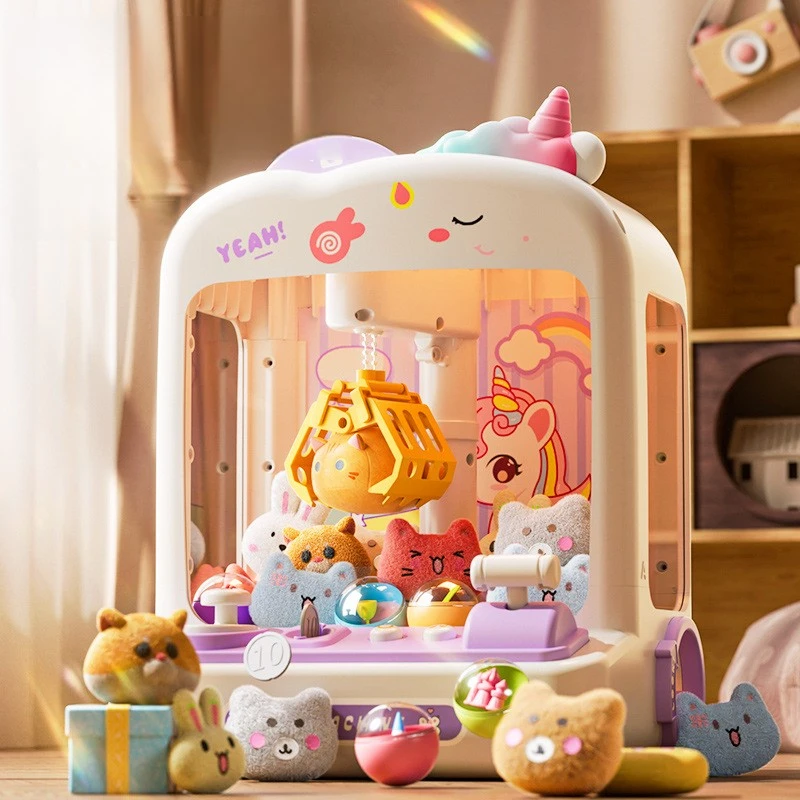 Children Mini Clip Dolls Games Machine DIY Coin Operated Game Electric Claw Arcade Machines Toys Kids Birthday Christmas Gifts