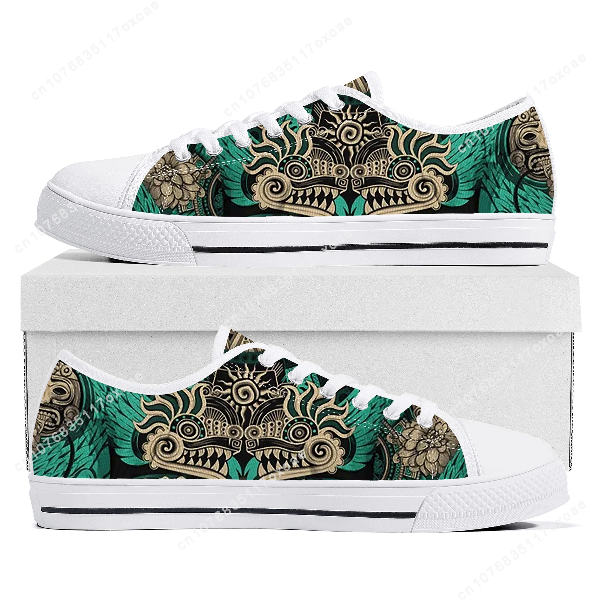 Mexican Aztec Quetzon Low Top Sneakers Mens Womens Teenager High Quality Canvas Sneaker couple Casual Shoes Customize DIY Shoe