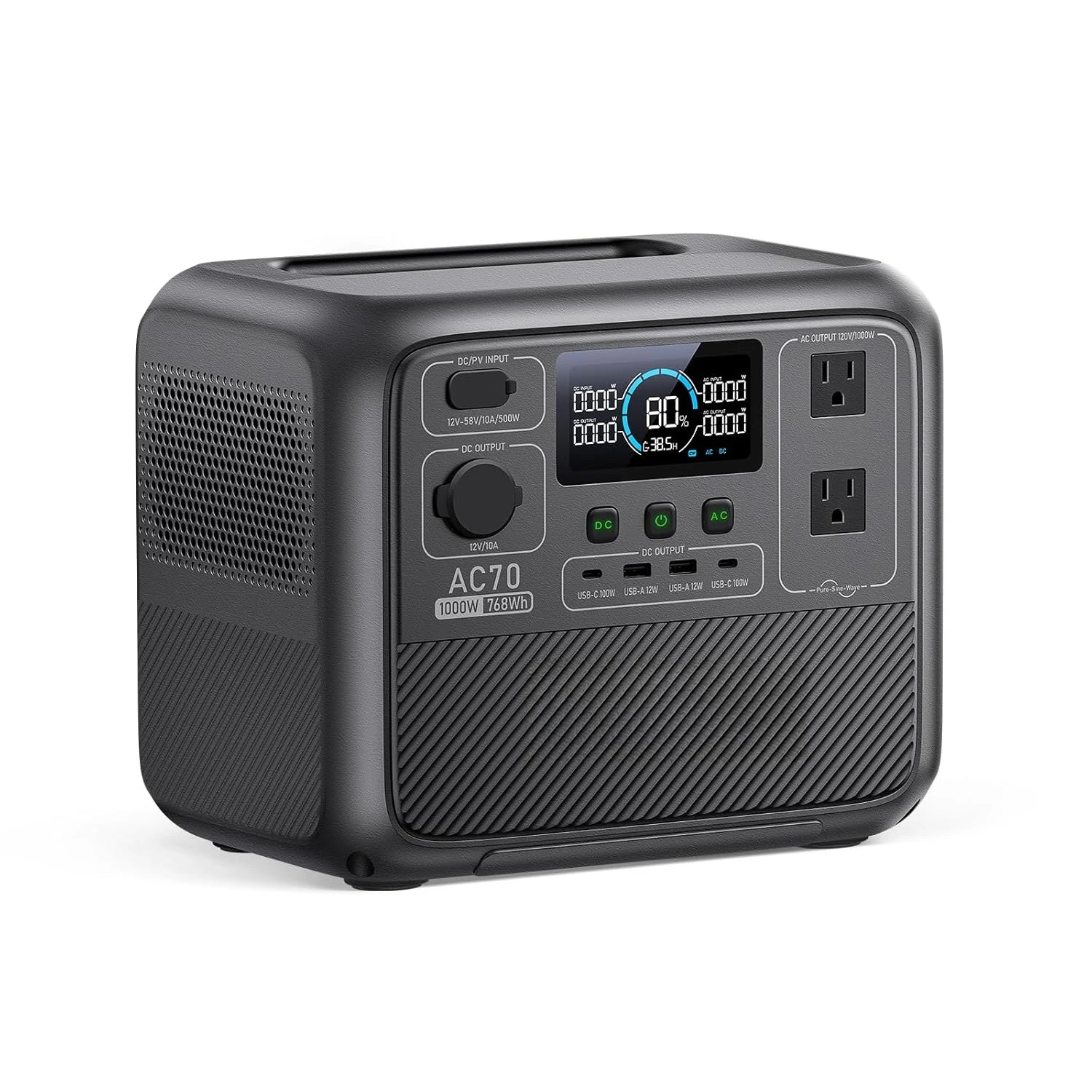 

Портативная электростанция, солнечный генератор 768 Втч с 2 розетками переменного тока мощностью 1000 Вт (подъем мощности 2000 Вт), 100 Вт Type-C, по индивидуальному заказу