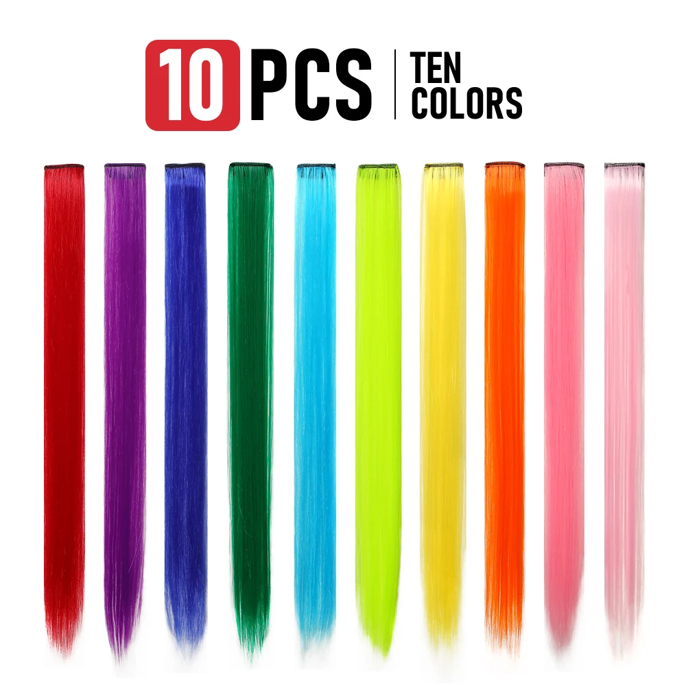 10 pz/pacco 22 lnches Clip lunga e dritta In colore sintetico nelle estensioni dei capelli-Cosplay Dress Up Fashion Paty